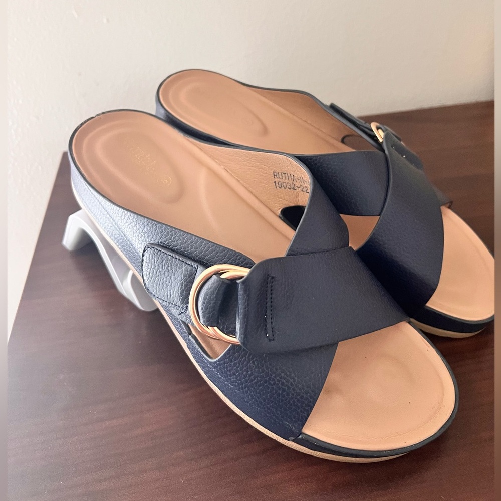 Patrizia by Spring Step Rutha Cross Band Sandals - Navy - Picture 4 of 9